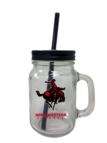 Northwestern Oklahoma State University NCAA Iconic Mason Jar Glass - Officially Licensed Collegiate Drinkware with Lid and Straw 2-Pack