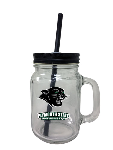 Plymouth State University NCAA Iconic Mason Jar Glass - Officially Licensed Collegiate Drinkware with Lid and Straw 2-Pack