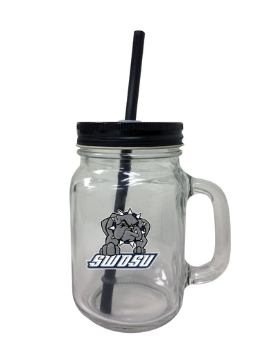Southwestern Oklahoma State University NCAA Iconic Mason Jar Glass - Officially Licensed Collegiate Drinkware with Lid and Straw 2-Pack