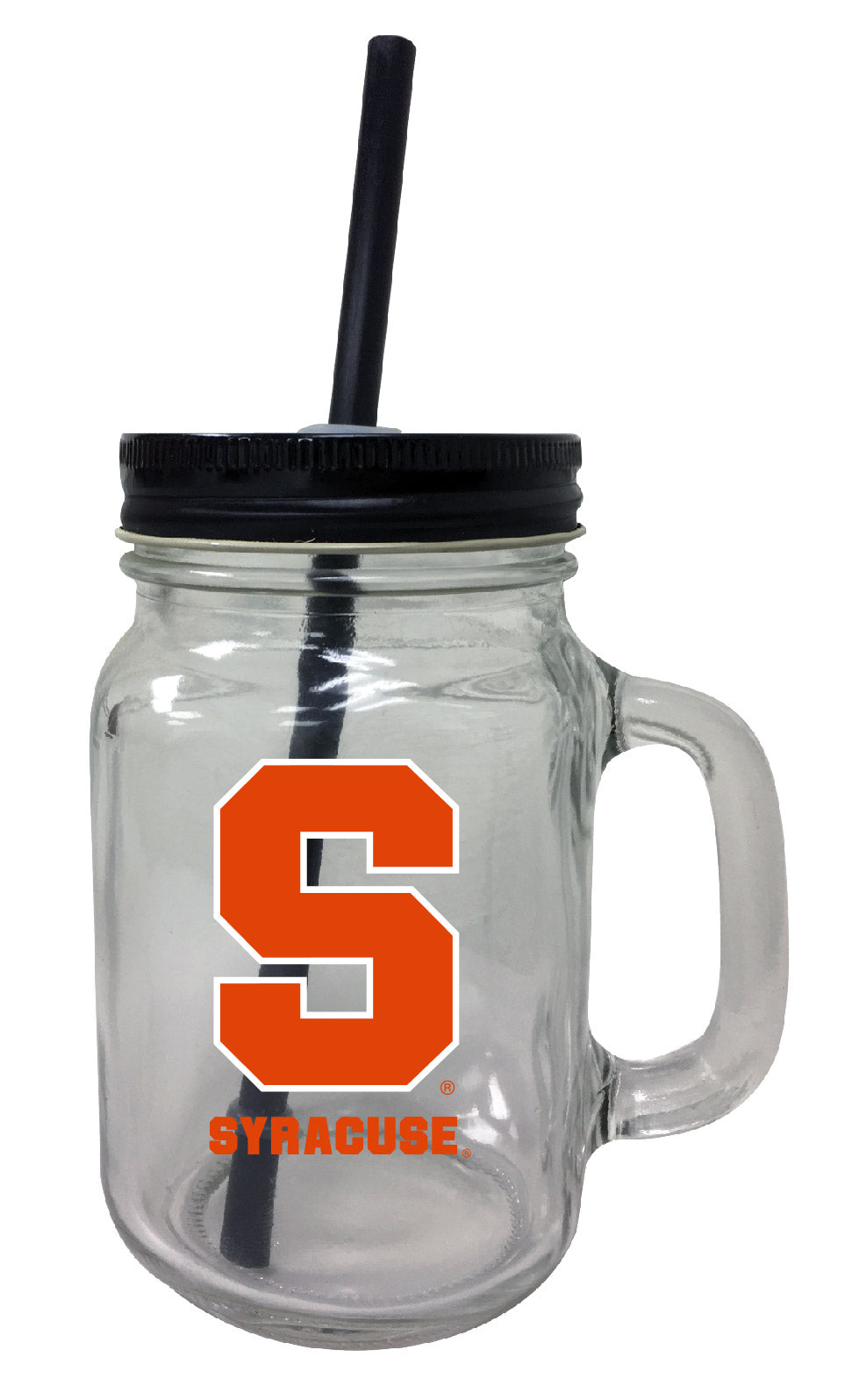 Syracuse Orange NCAA Iconic Mason Jar Glass - Officially Licensed Collegiate Drinkware with Lid and Straw 2-Pack