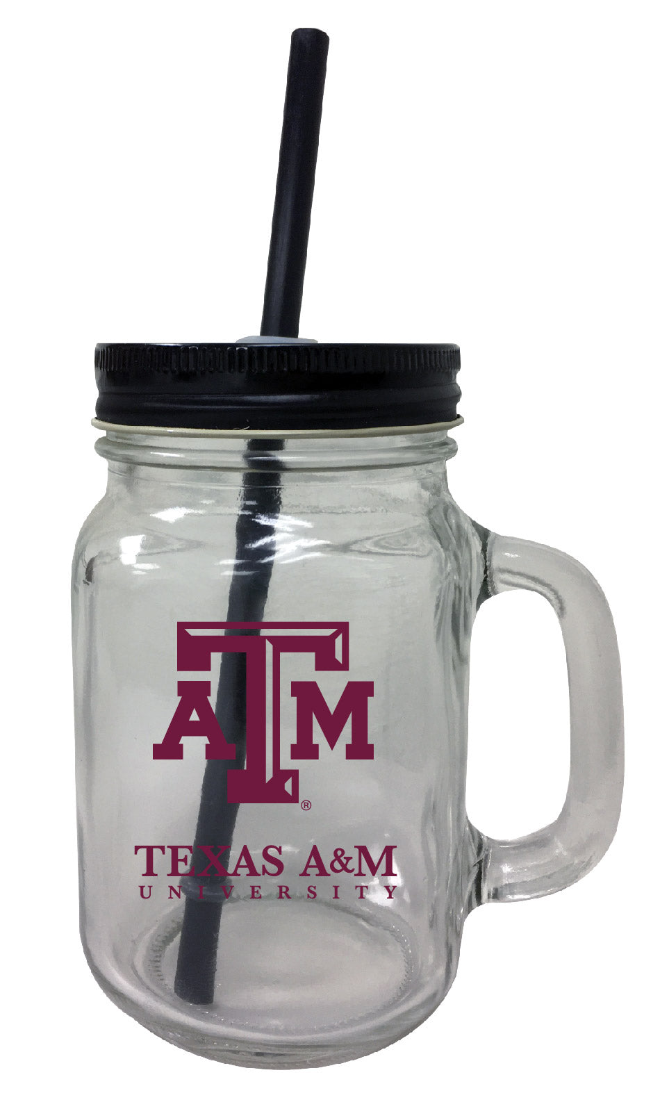 Texas A&M Aggies NCAA Iconic Mason Jar Glass - Officially Licensed Collegiate Drinkware with Lid and Straw 2-Pack