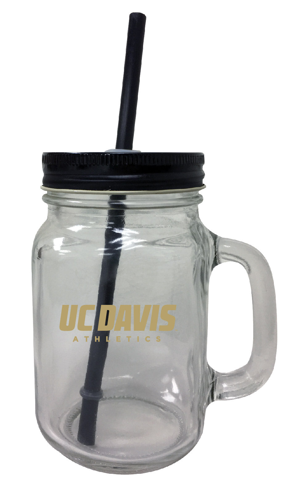 UC Davis Aggies NCAA Iconic Mason Jar Glass - Officially Licensed Collegiate Drinkware with Lid and Straw 2-Pack