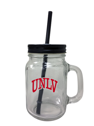 UNLV Rebels NCAA Iconic Mason Jar Glass - Officially Licensed Collegiate Drinkware with Lid and Straw 2-Pack