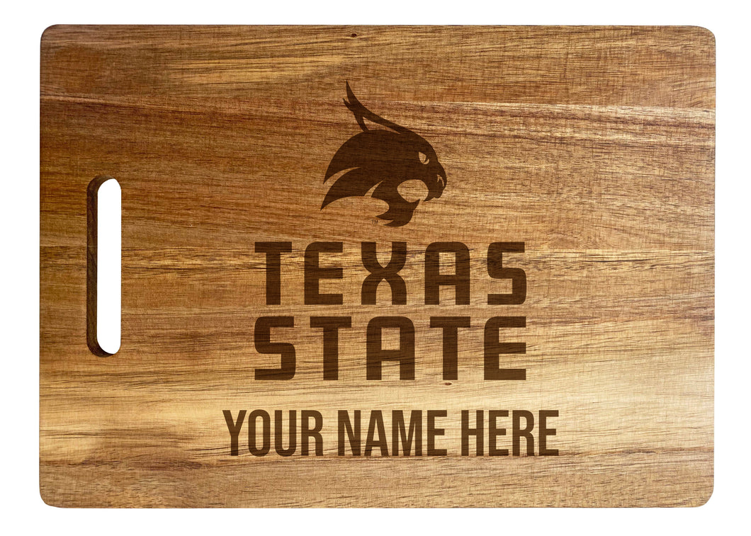Texas State Bobcats Custom-Engraved Acacia Wood Cutting Board - Personalized 10 x 14-Inch