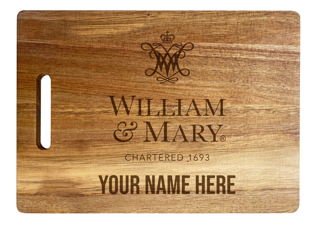 William and Mary Custom-Engraved Acacia Wood Cutting Board - Personalized 10 x 14-Inch