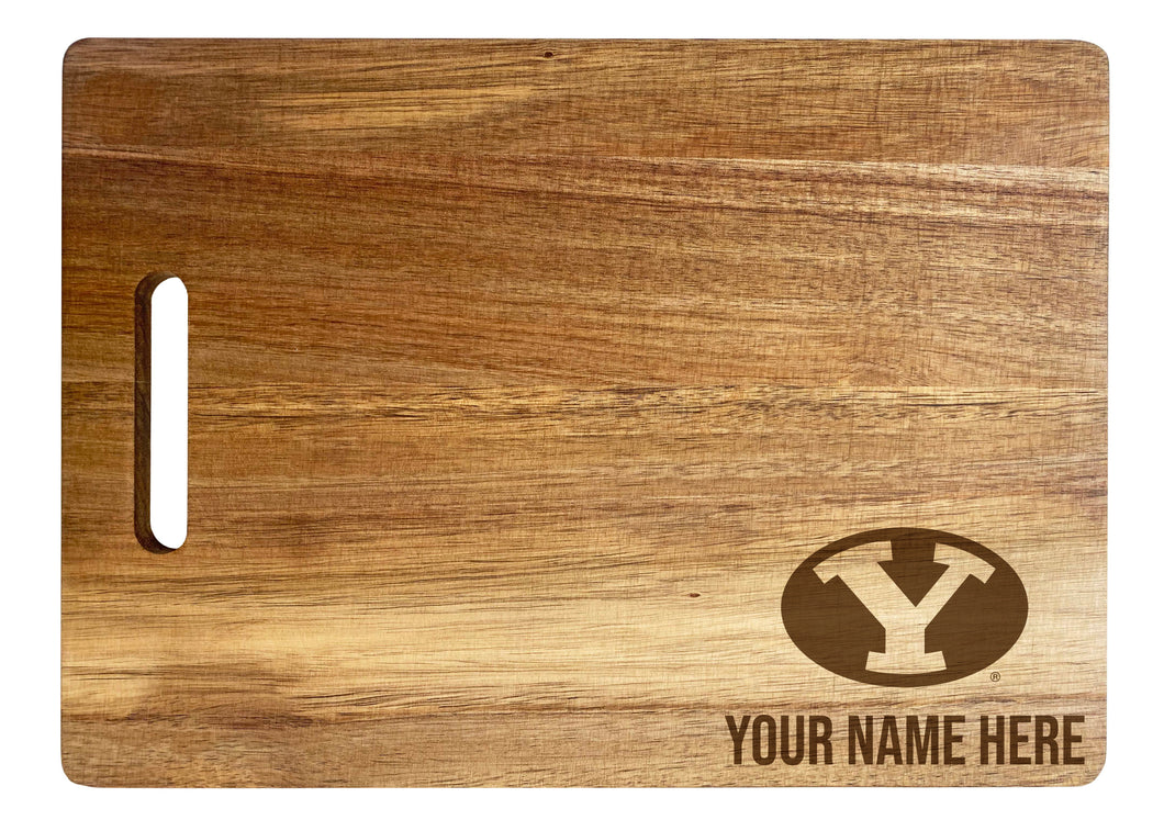 Brigham Young Cougars Personalized Corner-Emblem Acacia Cutting Board - 10