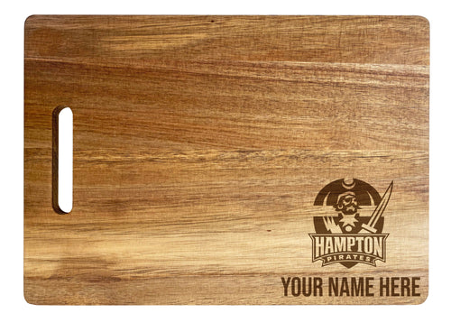 Hampton University  Personalized Corner-Emblem Acacia Cutting Board - 10