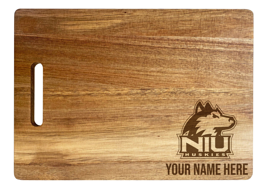 Northern Illinois Huskies Personalized Corner-Emblem Acacia Cutting Board - 10