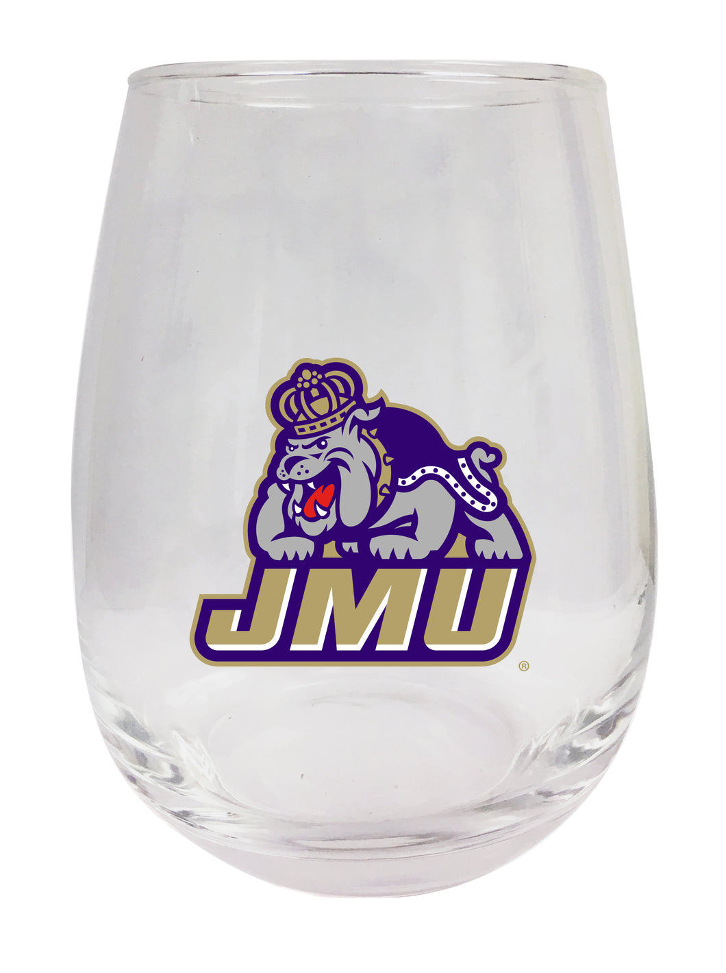 James Madison Dukes Stemless Wine Glass - 9 oz. | Officially Licensed NCAA Merchandise