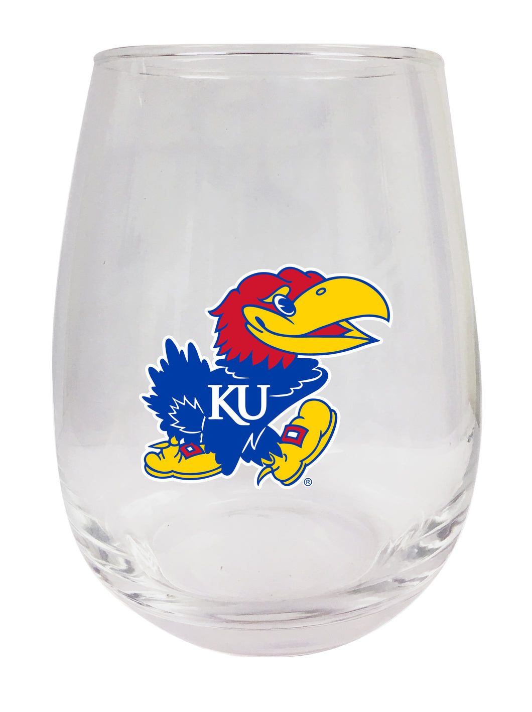 Kansas Jayhawks Stemless Wine Glass - 9 oz. | Officially Licensed NCAA Merchandise