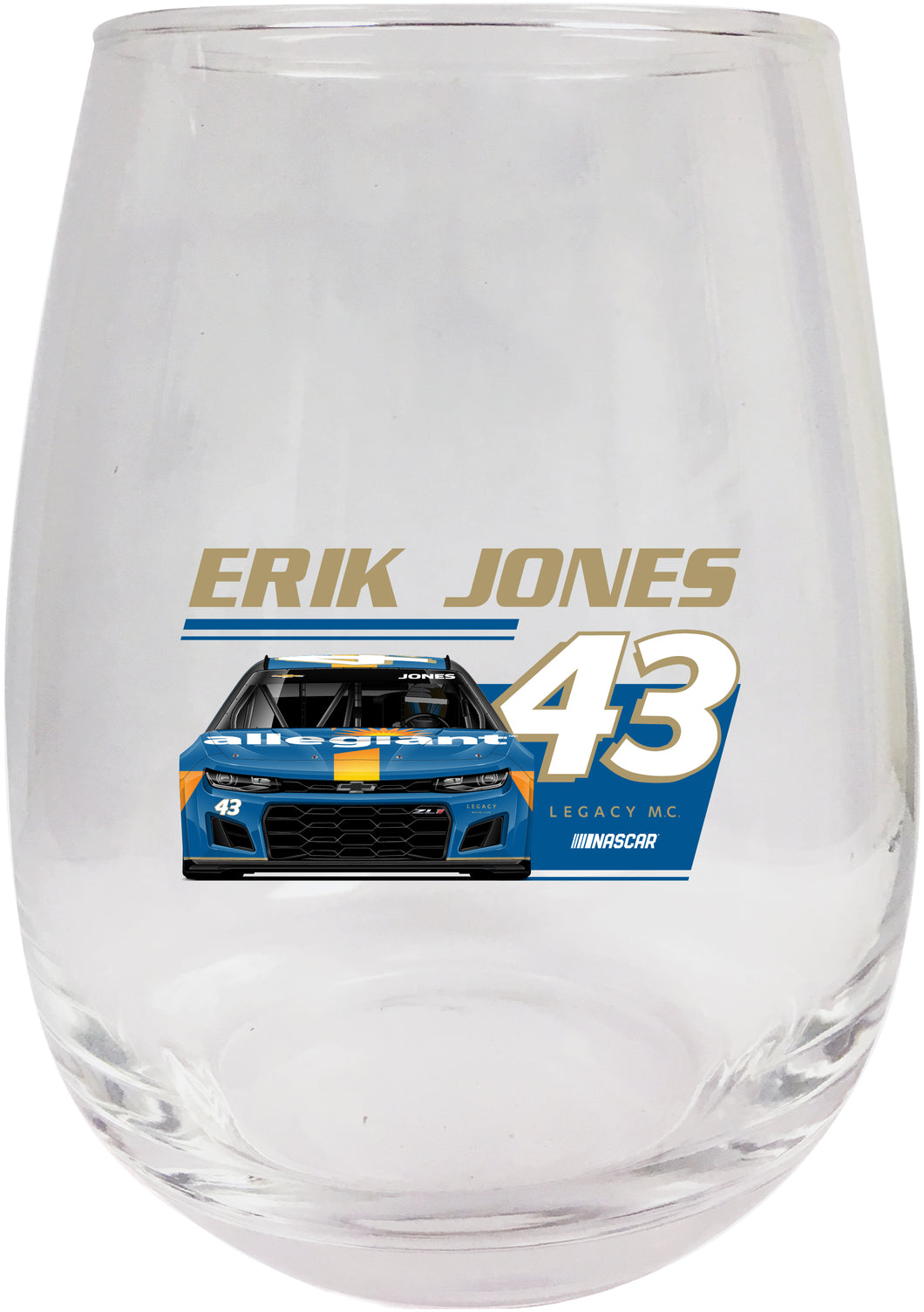 #43 Erik Jones NASCAR Officially Licensed Stemless Wine Glass