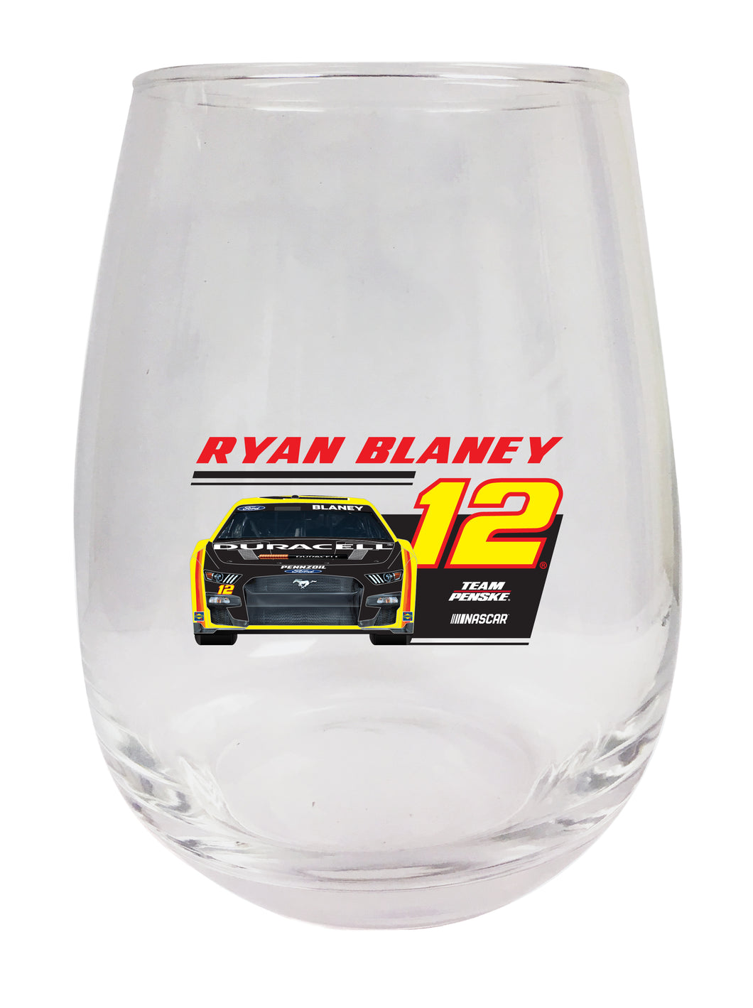 #12 Ryan Blaney NASCAR Officially Licensed Stemless Wine Glass