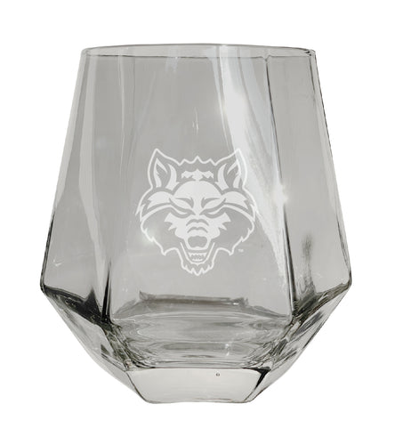 Arkansas State Tigers Etched Diamond Cut 10 oz Stemless Wine Glass - NCAA Licensed
