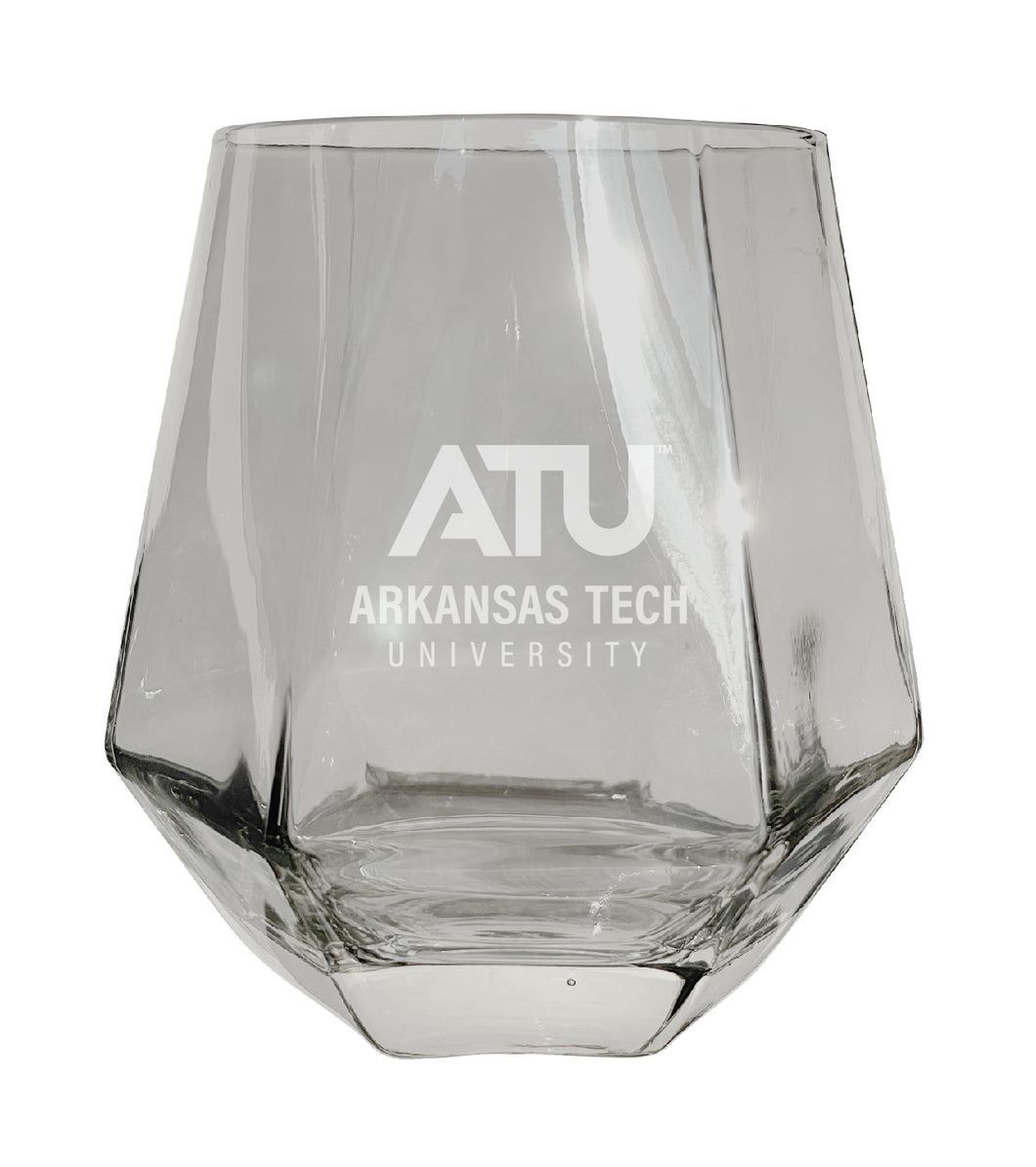 Arkansas Tech University Tigers Etched Diamond Cut 10 oz Stemless Wine Glass - NCAA Licensed