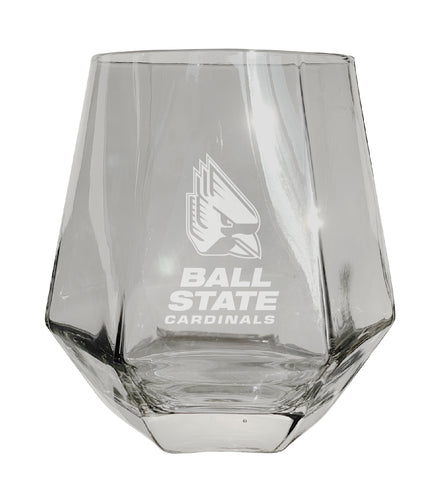 Ball State University Tigers Etched Diamond Cut 10 oz Stemless Wine Glass - NCAA Licensed