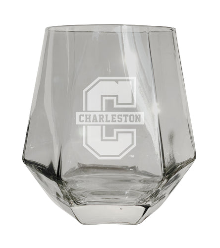 College of Charleston Tigers Etched Diamond Cut 10 oz Stemless Wine Glass - NCAA Licensed