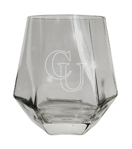 Campbell University Fighting Camels Tigers Etched Diamond Cut 10 oz Stemless Wine Glass - NCAA Licensed