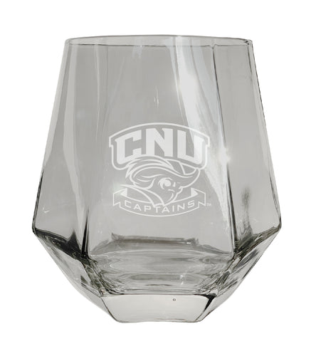 Christopher Newport Captains Tigers Etched Diamond Cut 10 oz Stemless Wine Glass - NCAA Licensed