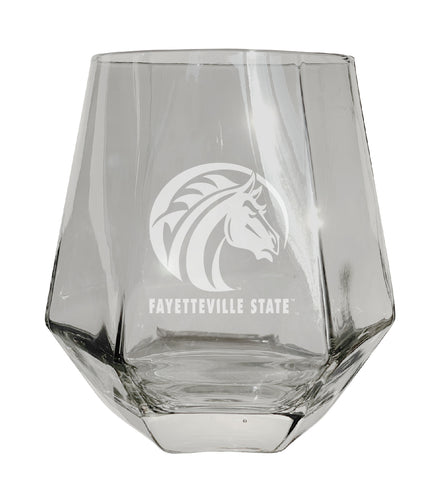 Fayetteville State University Tigers Etched Diamond Cut 10 oz Stemless Wine Glass - NCAA Licensed