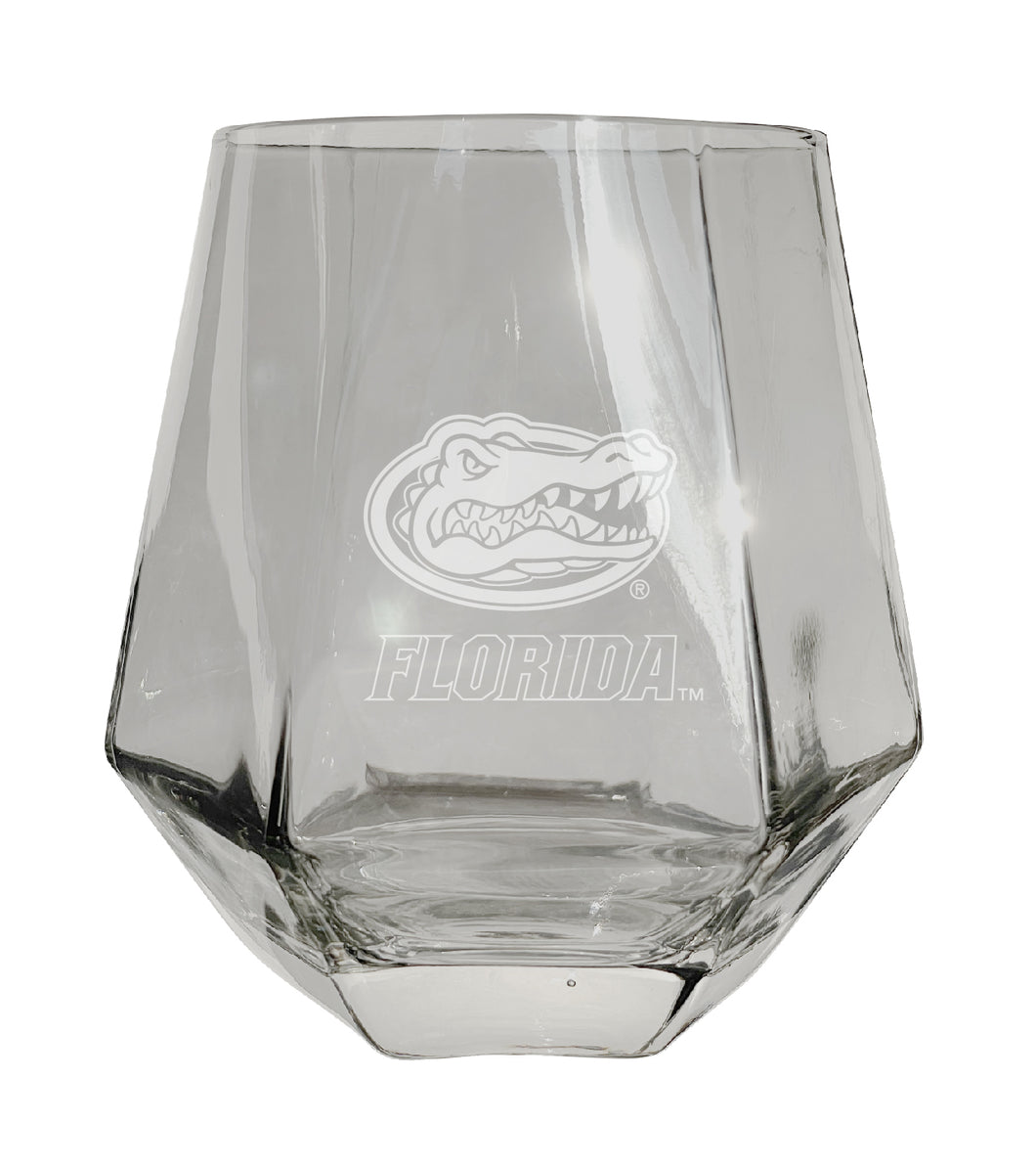 Florida Gators Tigers Etched Diamond Cut 10 oz Stemless Wine Glass - NCAA Licensed