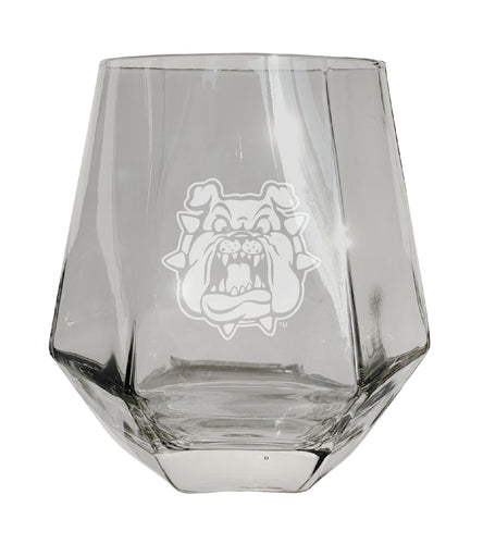 Fresno State Bulldogs Tigers Etched Diamond Cut 10 oz Stemless Wine Glass - NCAA Licensed