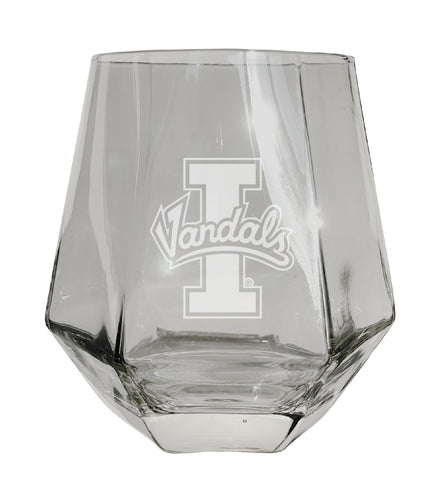 Idaho Vandals Tigers Etched Diamond Cut 10 oz Stemless Wine Glass - NCAA Licensed