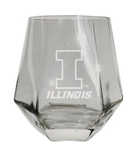 Load image into Gallery viewer, Illinois Fighting Illini Tigers Etched Diamond Cut 10 oz Stemless Wine Glass - NCAA Licensed
