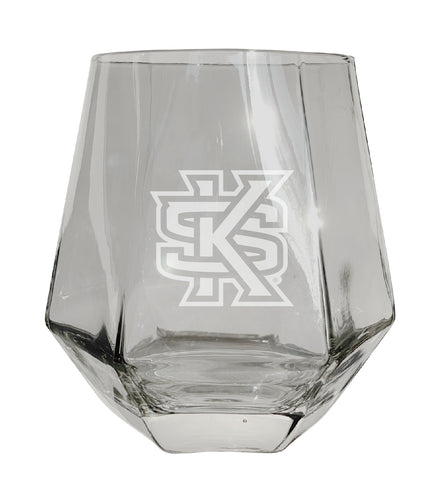 Kennesaw State University Tigers Etched Diamond Cut 10 oz Stemless Wine Glass - NCAA Licensed