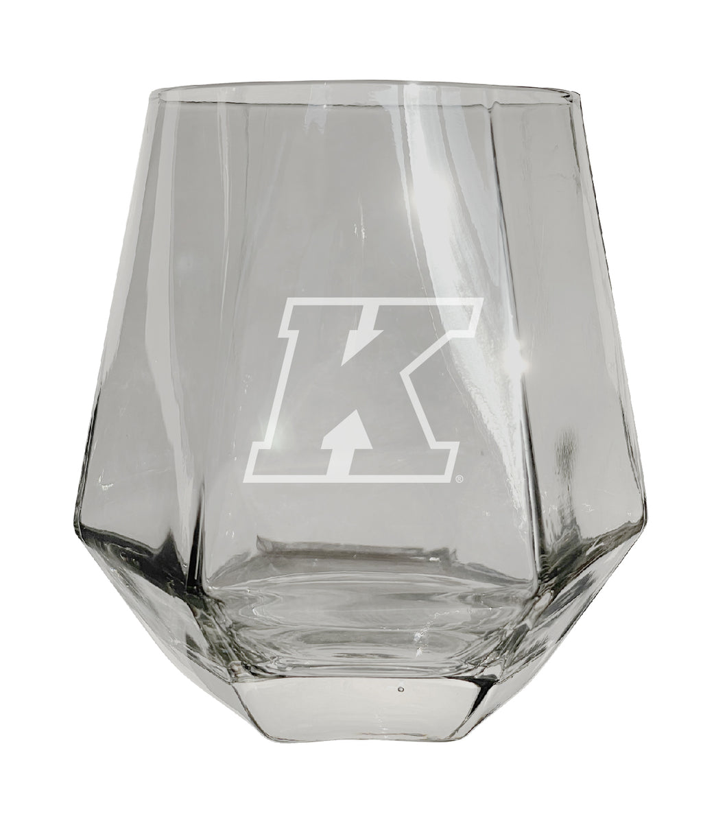 Kent State University Tigers Etched Diamond Cut 10 oz Stemless Wine Glass - NCAA Licensed