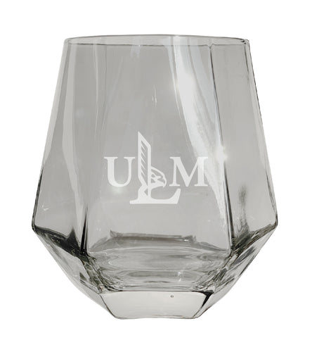 University of Louisiana Monroe Tigers Etched Diamond Cut 10 oz Stemless Wine Glass - NCAA Licensed