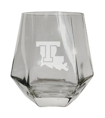 Louisiana Tech Bulldogs Tigers Etched Diamond Cut 10 oz Stemless Wine Glass - NCAA Licensed