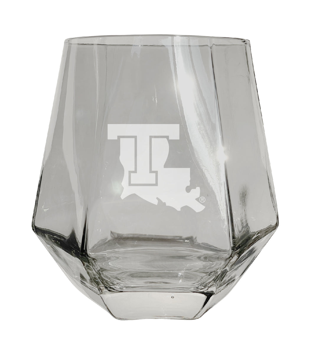Louisiana Tech Bulldogs Tigers Etched Diamond Cut 10 oz Stemless Wine Glass - NCAA Licensed