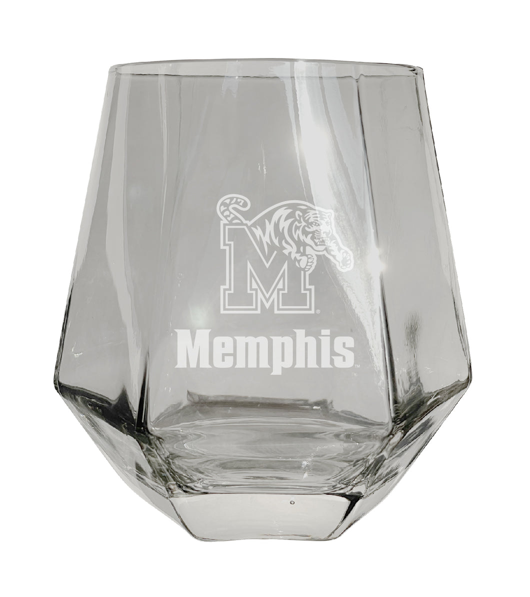 Memphis Tigers Tigers Etched Diamond Cut 10 oz Stemless Wine Glass - NCAA Licensed