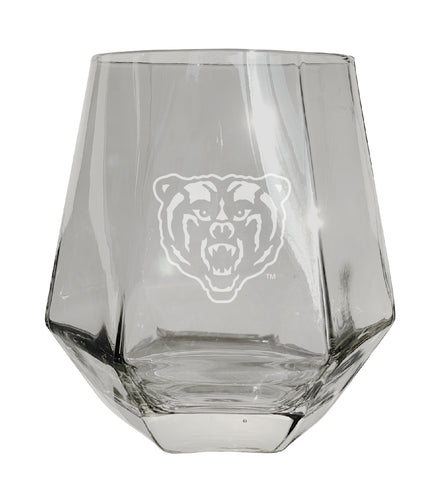 Mercer University Tigers Etched Diamond Cut 10 oz Stemless Wine Glass - NCAA Licensed