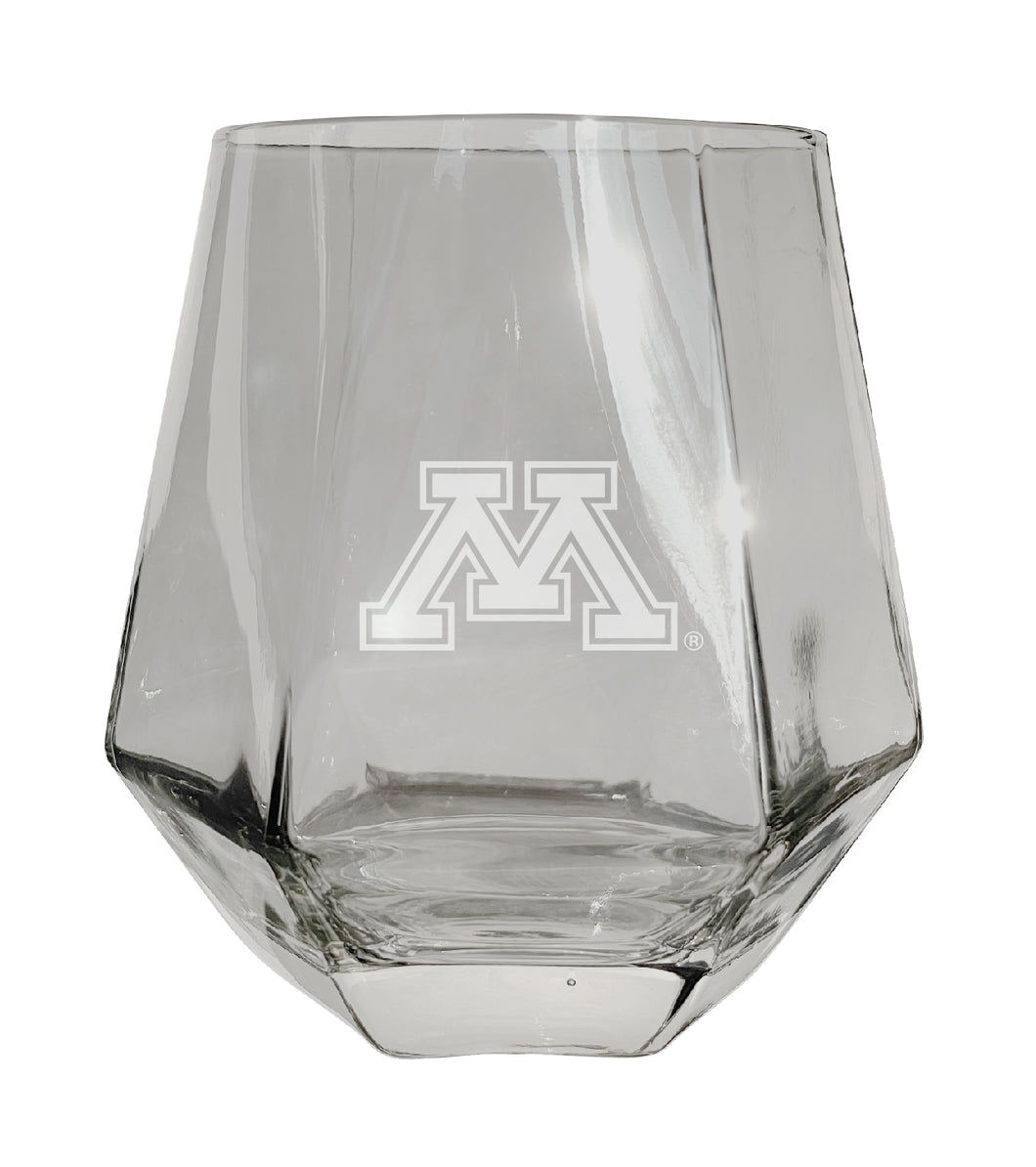 Minnesota Gophers Tigers Etched Diamond Cut 10 oz Stemless Wine Glass - NCAA Licensed