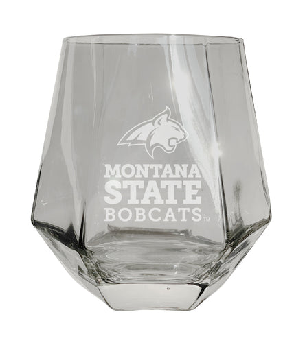 Montana State Bobcats Tigers Etched Diamond Cut 10 oz Stemless Wine Glass - NCAA Licensed