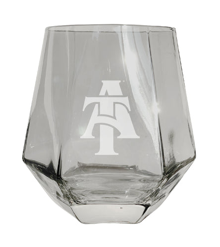 North Carolina A&T State Aggies Tigers Etched Diamond Cut 10 oz Stemless Wine Glass - NCAA Licensed
