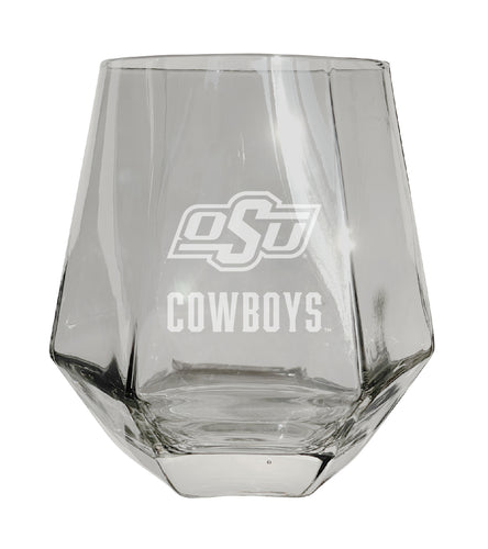 Oklahoma State Cowboys Tigers Etched Diamond Cut 10 oz Stemless Wine Glass - NCAA Licensed