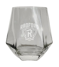 Load image into Gallery viewer, Radford University Highlanders Tigers Etched Diamond Cut 10 oz Stemless Wine Glass - NCAA Licensed
