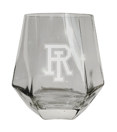 Rhode Island University Tigers Etched Diamond Cut 10 oz Stemless Wine Glass - NCAA Licensed