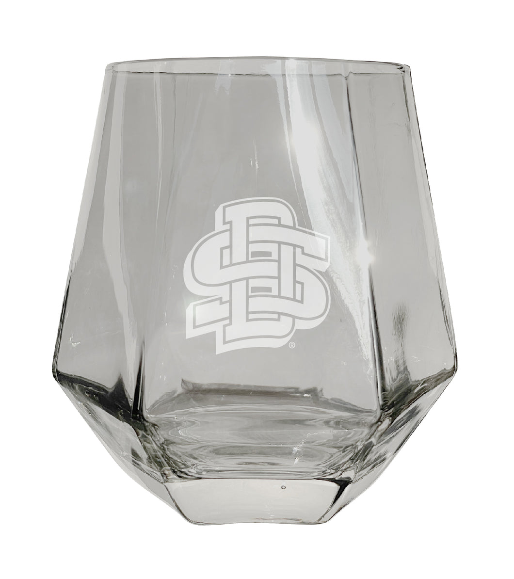 South Dakota State Jackrabbits Tigers Etched Diamond Cut 10 oz Stemless Wine Glass - NCAA Licensed