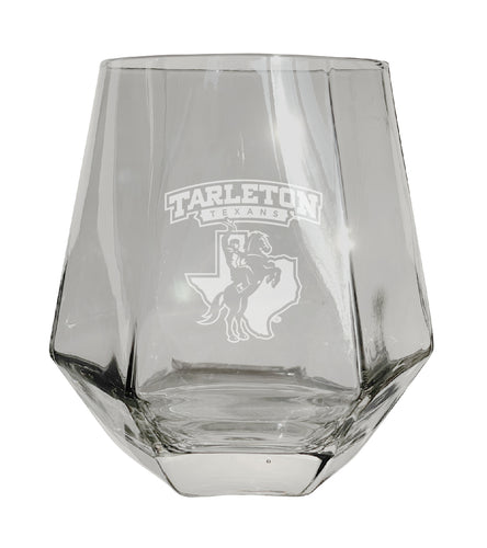 Tarleton State University Tigers Etched Diamond Cut 10 oz Stemless Wine Glass - NCAA Licensed