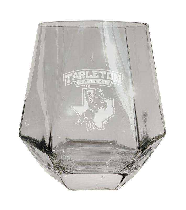 Tarleton State University Tigers Etched Diamond Cut 10 oz Stemless Wine Glass - NCAA Licensed