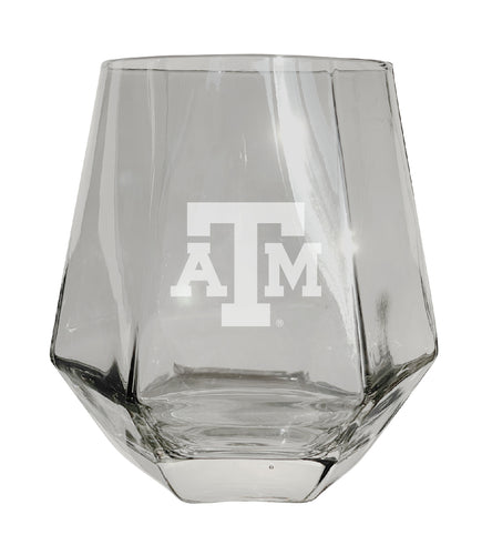 Texas A&M Aggies Tigers Etched Diamond Cut 10 oz Stemless Wine Glass - NCAA Licensed