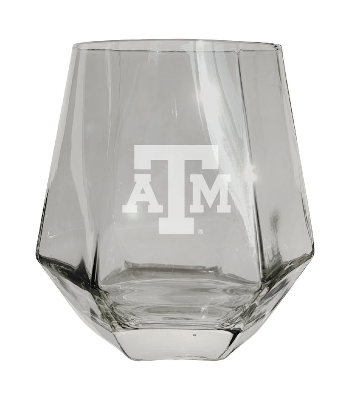 Texas A&M Aggies Tigers Etched Diamond Cut 10 oz Stemless Wine Glass - NCAA Licensed