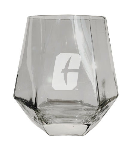 North Carolina Charlotte Forty-Niners Tigers Etched Diamond Cut 10 oz Stemless Wine Glass - NCAA Licensed