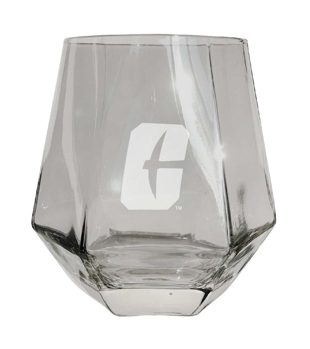 North Carolina Charlotte Forty-Niners Tigers Etched Diamond Cut 10 oz Stemless Wine Glass - NCAA Licensed
