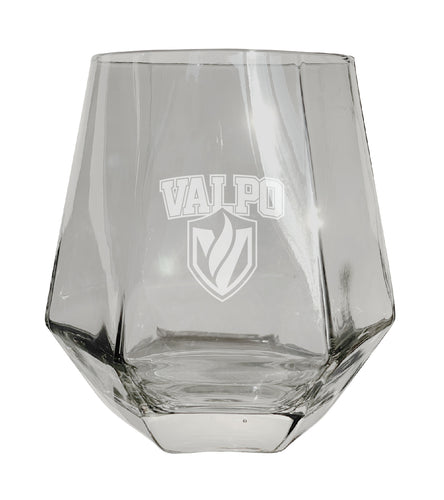 Valparaiso University Tigers Etched Diamond Cut 10 oz Stemless Wine Glass - NCAA Licensed