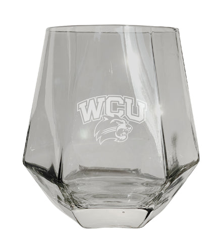 Western Carolina University Tigers Etched Diamond Cut 10 oz Stemless Wine Glass - NCAA Licensed