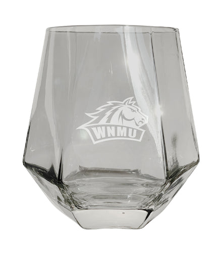 Western New Mexico University Tigers Etched Diamond Cut 10 oz Stemless Wine Glass - NCAA Licensed
